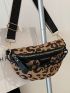 Chain Decor Fanny Pack Leopard Pattern Letter Graphic