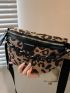 Chain Decor Fanny Pack Leopard Pattern Letter Graphic