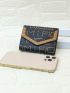 Letter Graphic Small Wallet Studded Decor Colorblock