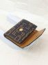 Letter Graphic Small Wallet Studded Decor Colorblock