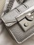 Mini Flap Square Bag Embossed Detail Metallic Funky