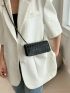 Mini Flap Square Bag Embossed Detail Minimalist Black