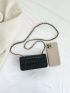 Mini Flap Square Bag Embossed Detail Minimalist Black