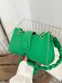 Medium Baguette Bag Green PU