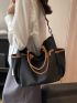 Contrast Binding Shopper Bag Multi-Pocket Casual