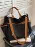 Contrast Binding Shopper Bag Multi-Pocket Casual