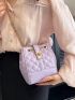 Mini Bucket Bag Quilted Pattern Turn Lock Chain Strap