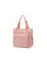 Letter Patch Decor Shoulder Tote Bag Small Pink