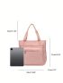 Letter Patch Decor Shoulder Tote Bag Small Pink