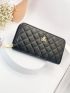 Quilted Long Wallet Zipper Black