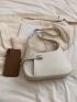 Minimalist Hobo Bag Medium Twist Lock White