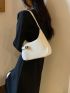 Minimalist Hobo Bag Medium Twist Lock White