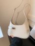 Minimalist Hobo Bag Medium Twist Lock White