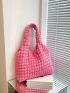 Neon-pink Textured Shopper Bag