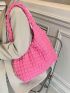 Neon-pink Textured Shopper Bag