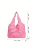 Neon-pink Textured Shopper Bag