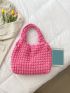 Neon-pink Textured Shopper Bag