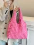 Neon-pink Textured Shopper Bag