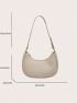 Minimalist Hobo Bag Zipper Litchi Embossed