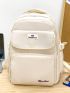 Letter Patch Decor Classic Backpack Medium Zipper