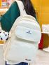 Letter Patch Decor Classic Backpack Medium Zipper