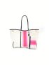 Striped Pattern Shopper Bag With Coin Purse Beach Bag