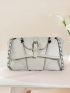 Minimalist Square Bag Small Flap Buckle Decor