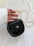 Mini Saddle Bag Solid Color Flap Chain Strap