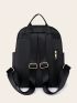 Medium Classic Backpack Studded Decor Solid Color