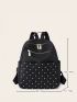 Medium Classic Backpack Studded Decor Solid Color