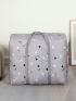 Geometric Print Storage Bag Zipper Around Double Handle