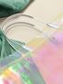 Large Capacity Tote Bag Holographic Pattern Double Handle, Clear Bag