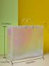 Large Capacity Tote Bag Holographic Pattern Double Handle, Clear Bag