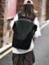 Black Classic Backpack Minimalist Adjustable Strap For Daily