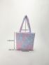 Ombre Shoulder Tote Bag Star Pattern Fuzzy For Daily