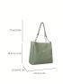 Letter Patch Shoulder Tote Bag Green Double Handle For Daily