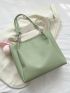 Letter Patch Shoulder Tote Bag Green Double Handle For Daily