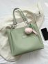 Letter Patch Shoulder Tote Bag Green Double Handle For Daily