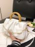 Faux Pearl Decor Ruched Bag PU