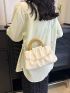 Faux Pearl Decor Ruched Bag PU