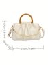 Faux Pearl Decor Ruched Bag PU