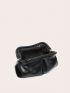 Black Ruched Bag PU Minimalist