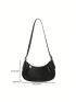 Letter Detail Hobo Bag PU Black