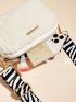 Mini Square Bag Zebra Striped Strap Metal Decor