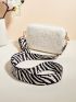 Mini Square Bag Zebra Striped Strap Metal Decor