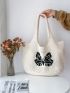 Women's Crochet Shopping Bag Multi-Purpose Butterfly Pattern Details Large Capacity Mother's Day Gift Tote Suitable For Grandma And Mom Shopping Hand Woven Bag