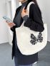 Women's Crochet Shopping Bag Multi-Purpose Butterfly Pattern Details Large Capacity Mother's Day Gift Tote Suitable For Grandma And Mom Shopping Hand Woven Bag