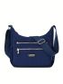 Letter Patch Hobo Bag With Zipper Nylon Fashion