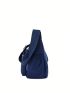 Letter Patch Hobo Bag With Zipper Nylon Fashion