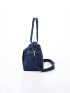 Letter Patch Decor Shopper Bag Double Handle With Zipper